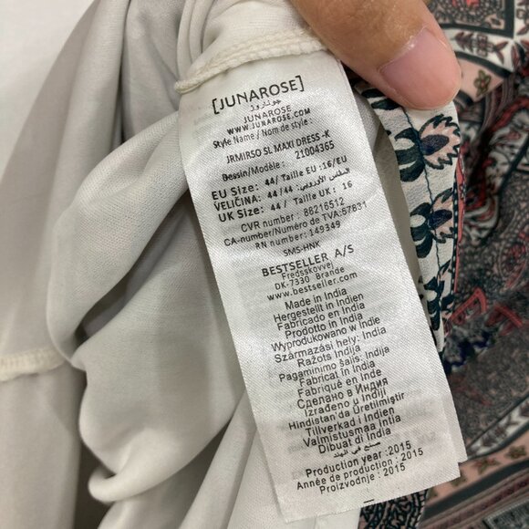 Junarose size 14 Multicolor Patchwork Boho Print Maxi Dress Feminine Vacation - Picture 8 of 11